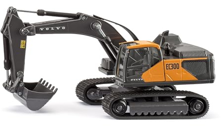 SIKU 3564 Pelle hydraulique Volvo EC300, 1:50, avec chenilles en Caoutchouc Mobiles, Cabine rotative, Godet Fonctionnel, carrosserie en métal, Gris-Jaune