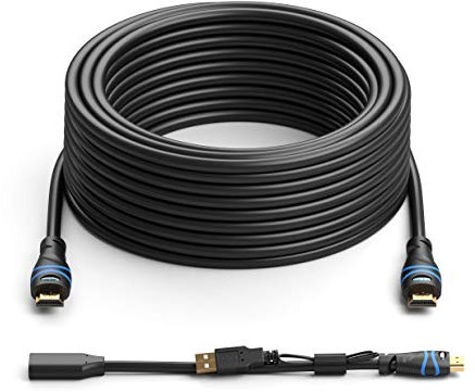 BlueRigger 4K HDMI Cable with Signal Booster (75 Feet, Black, 4K 30Hz, in-Wall CL3 Rated)