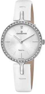 Candino C4651/1 Damen-Armbanduhr, analog, klassisch, Quarzuhr mit Lederarmband, Silber-Silber, Armband
