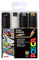 POSCA PC-8K Permanent Marker Paint Pens. Chisel Tip for Art & Crafts. Multi Surface Use On Wood Metal Paper Canvas Cardboard Glass Fabric Ceramic Rock Pebble Stone Porcelain. Set of 4 Mono Colours