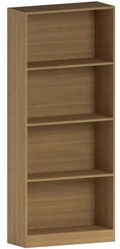 Vida Designs Cambridge 4 Tier Large Bookcase, Oak Wooden Shelving Display Storage Unit Office Living Room Furniture