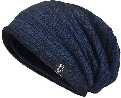 VECRY Herren Slouchy Stricken Übergroße Beanie Skull Caps Künstlerische Hüte (Marine)