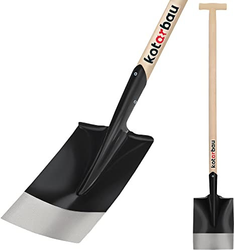 KOTARBAU® Pala de jardín de 300 x 190 mm, para mango de 38 mm de diámetro, pala de acero para recoger alimentos a granel con mango de madera.