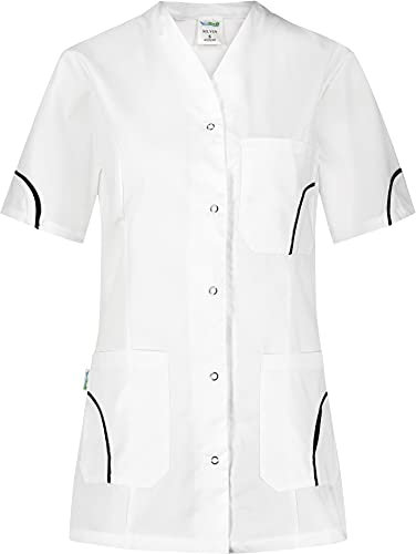 B-well Silvia Blouse Medicale Femme Blouse de Travail Femme Uniforme Médical Femme Manches Courtes Col en V avec Boutons - Blanc - Large