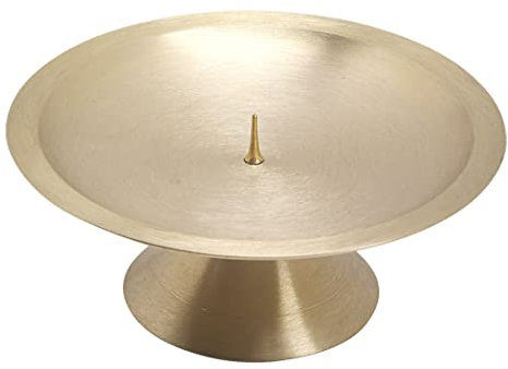 NKlaus Scheibenleuchter Ø13,5cm Messing Gold Kerzenleuchter matt Altarleuchter mit Dorn 10722