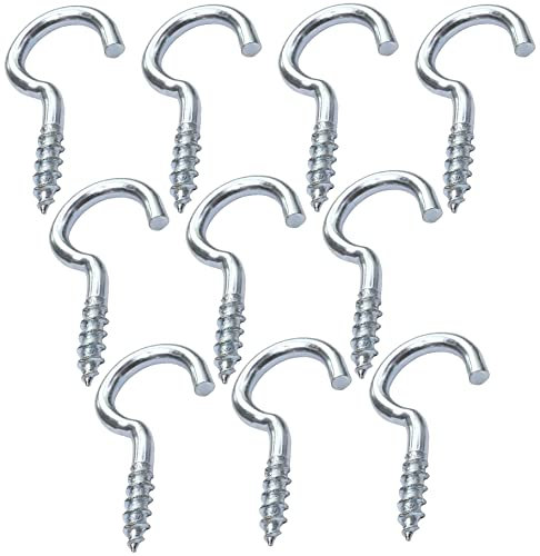 AERZETIX - C47863 - Lot de 10 pièces - crochet à visser à bois - Ø2.6x30mm - en acier zingué - bricolage - outillage d'assemblage/quincaillerie