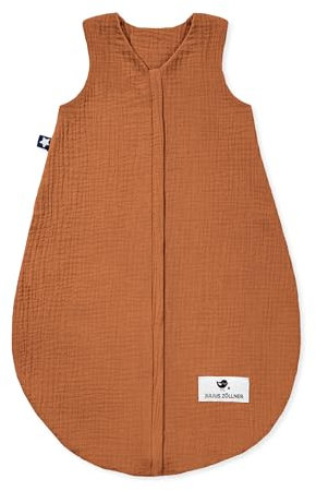Julius Zöllner Sommerschlafsack Musselin, 0,5 TOG, waschbar bei 40°C, Made in Germany, OEKO TEX Standard 100, rost, Gr. 50/56