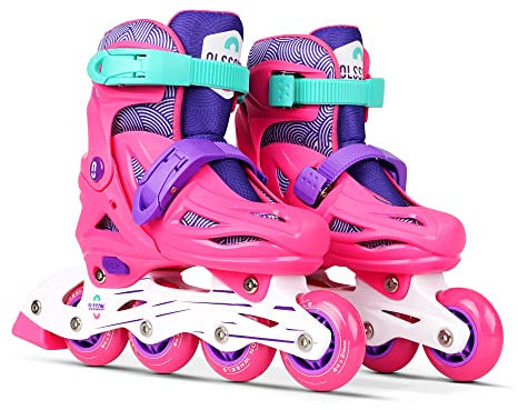 OLSSON Patines en línea niña niño Lite - Talla 28-35 - Sistema de Tamaño Ajustable - Rodamientos 608Z - chasis Resistente al Impacto - Ruedas 64/70MM - Sujeción Regulable - Homologado (Sally, 32-35)