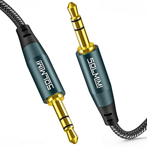 SOLMMI Aux Kabel 3,5mm Stereo Audiokabel (2.4M) Stecker auf Stecker Nylon Geflochtenes Kabel Audio Klinkenkabel für Smartphone, Kopfhörer, TV, Stereoanlage, Heimkino, Tablets