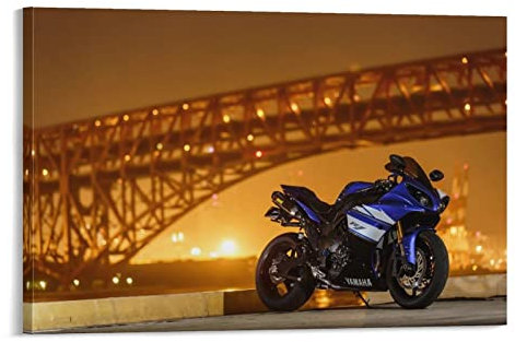 Motorrad-Poster Yamaha R1, Leinwand-Kunst, Poster und Wandkunst, Bilddruck, modernes Familien-Schlafzimmer, 60 x 90 cm