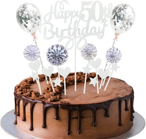 Tortendeko Geburtstag Deko Kuchen Topper 50 Jahre Mann Frau Kuchendeko Silber Mann