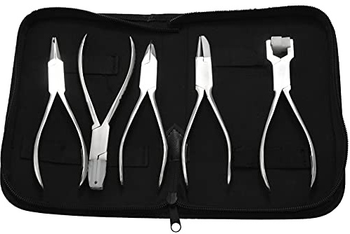 5 Stück Edelstahl Optiker Brille Rahmen Reparatur Werkzeug Set mit Tasche schwarz
