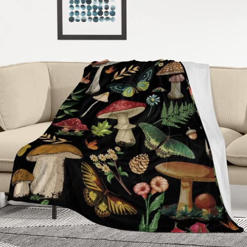 MIBOI Pilzdecke, Pilz-Geschenke für Frauen, weich, gemütlich, Fleece-Flanell, Pilz-Überwurf, Decke, für alle Jahreszeiten, Sofa, Couch, Cottagecore, Raumdekoration, Pilzdecken für Erwachsene,