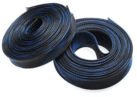 CTLH20 Meter isolierter Geflechtschlauch 2/4/6/8/10/12/15/20/25 mm erweiterbarer PET-Drahtkabelschlauchverschraubung Schutzmantel Kabelmuffe-Schwarz Blau, 25 mm, 5 Meter