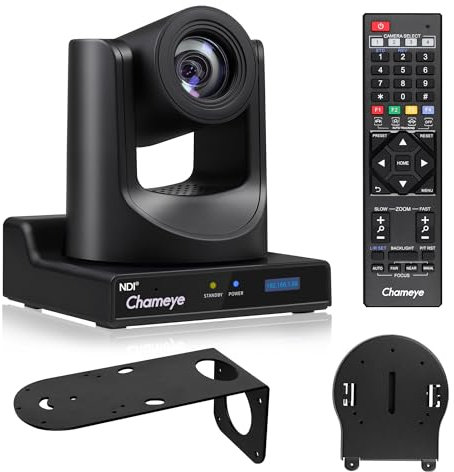 Chameye NDI PTZ Camera - 20x Optical Zoom AI Auto Tracking with LCD Display, 3G-SDI IP 1080P 60fps PoE Live Streaming HDMI for Church Worship Education Events, C720N