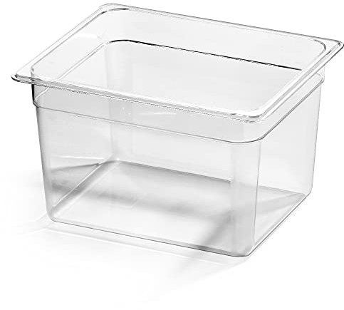 Forgast Contenitore Gastronorm GN 1/2 in Policarbonato, Dimensioni 32,5x26,5x20 cm, Vaschetta Gastronorm, Vassoio, Resistente alla Temperatura, Lavabile in Lavastoviglie, Transparente