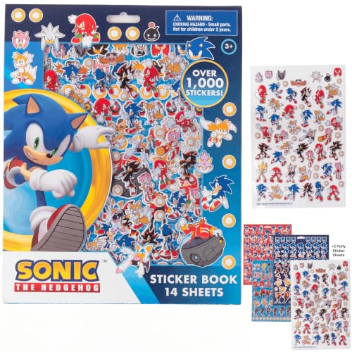 Innovative Designs Sonic The Hedgehog Aufkleber für Kinder, 14 Blatt Sonic Sticker Buch Set inkl. Puffy Stickers, 1200+ Aufkleber (Sega)