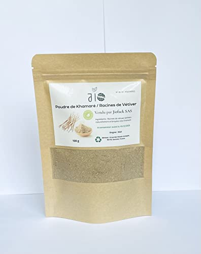 Jio nature – Poudre de racines de Vétiver/Khamaré – 100 g – Sachet kraft refermable