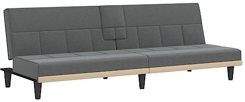 vidaXL Schlafsofa mit Getränkehaltern Dunkelgrau Stoff