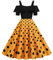 Wellwits Femme Robe Vintage Scène de Danse Épaules Dénudées Pois Jaunes M