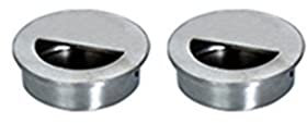 2 Pieces Recessed Door Handles with Fixing Screws Stainless Steel Silver Round Flush Sliding Cabinet Pull Handles Hidden Finger Pulls for Cupboard, Wardrobe, Drawer, Dresser, Closet [40mm Dia]