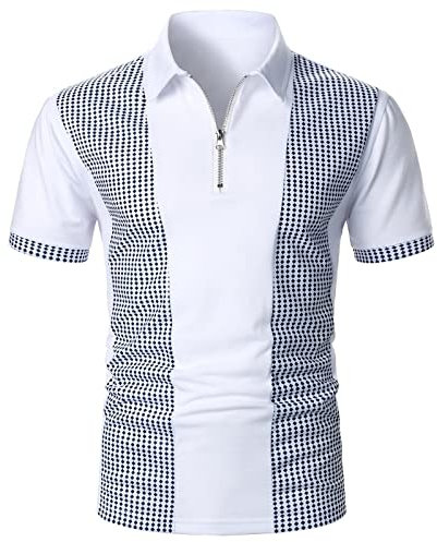 Men's Short Sleeve Polo Shirts 1/4 Zip Quick Dry Golf Polo Shirt Summer Outdoor Lightweight Short Sleeved Shirts Men's T Shirts Sales Clearance Golf Clothes for Men Tshirt White