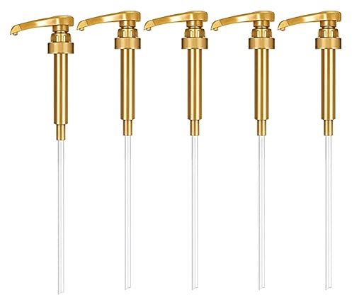 Lot de 5 Pompes à sirop de café, Distributeur de sirop, Pompe de Rechange pour Bouteilles de 750 ML à 1 l, doré