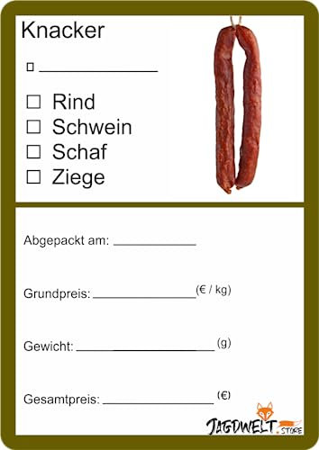 Metzger Etiketten zur Kennzeichnung von Fleisch 6 x 9 cm Knacker (25)