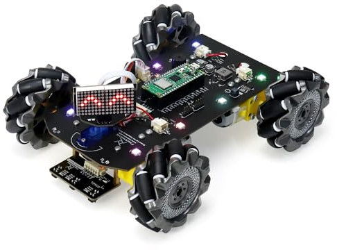 Freenove Mecanum Wheel Car Kit for Raspberry Pi Pico W (Included) (Compatible with Arduino IDE), Dot Matrix Expressions, Obstacle Avoidance, Line Tracking, Light Tracing, Colorful Light, App