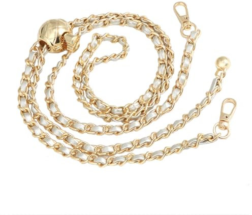 CCAIPU Taschenkette, Handtasche Kettenriemen Damen Taschenkette Gold Metall Verstellbar Kette Trageriemen Trageriemen Umhängetasche Ersatz Handtasche Ketten (Gold/Weiß-B)