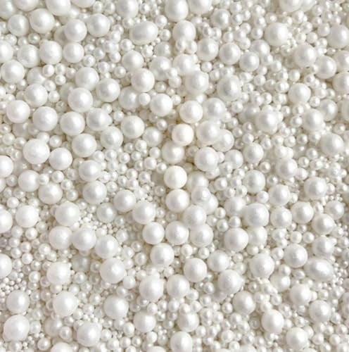 White Sprinkles for cakes cupcakes edible pearls wedding toppers balls pearly shimmer 100s and 1000s decoration baking decorating topper ICE ICE BABY 2