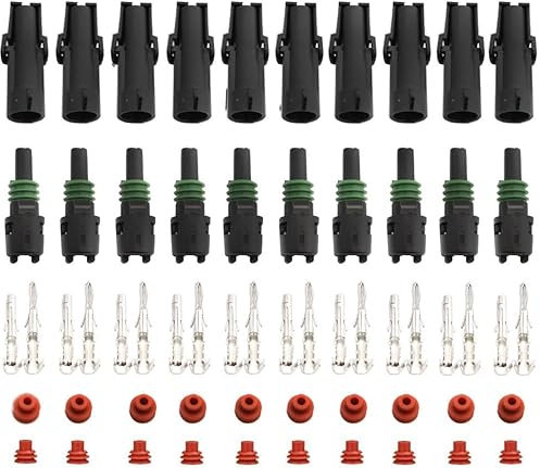 VISSQH 20 pièces (10 jeux) Voiture Connecteur Électrique, 1pin Imperméable à l'eau Connecteur,Voiture Fiche etanche Prise Mâle et Femelle,pour Moto Auto Truck