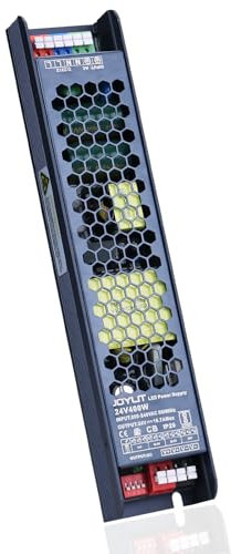 JOYLIT Professionelle LED Trafo 24V 400W, 200-240V AC auf DC 24 Volt 16.7A Netzteil Ultra Schlank Kein Lärm LED Treiber (16V/18.5V/20.5V/24V Einstellbar)