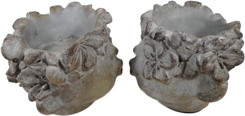 2er Set Teelichthalter oder Blumentopf Kopf je 12 x 11 cm Garten Figur Deko SRBG J052