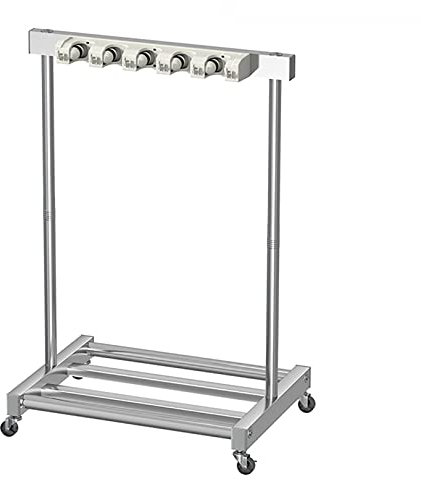 Mop Broom Holder Cleaning Tool Cart with Wheels - Garage Tool Storage Stand/Single-Side, Hanging Broom Organizer Storage System - Wet Mop Drain Rack, Garden Tool Hanger Shelf - Movable Floor Standing