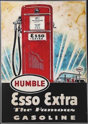 KUSTOM ART Poster Mural Décoratif Série Publicité Vieux Vintage Pompe Essence Il Impression Artistique sur Papier Couché 42x30 cm Sans Cadre