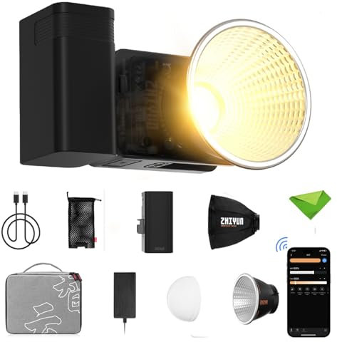 Zhiyun X60 Pro 60W Luce video LED, CCT bicolore 2700-6500K CRI≥95 TLCI≥97, Luce di controllo APP per illuminazione video da studio, YouTube, Vlog, streaming live, ecc.