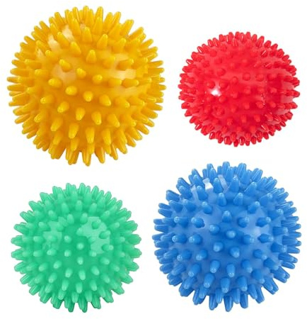 Youery Set de 4 Pelotas de Masaje con Pinchos, para aliviar Dolores musculares, herramienta de masaje Miofascial, para Elimina Dolores Musculares, Massage Balls para Rehabilitación