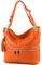 modamoda de - T143 - ital. Leder Schultertasche Umhängetasche, Farbe:Orange