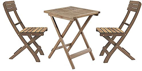 CAFIEDR Klapptisch-Stuhl-Set für den Außenbereich, klappbare Kombination aus Massivholztisch und -Stuhl, für quadratischen Arbeitstisch auf Balkon/Terrasse/Garten