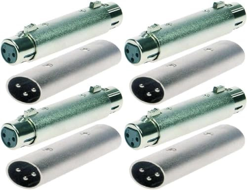 Adam Hall 4 Sets Connectors Ganzmetall Adapter Verbinder Konverter - XLR 3 pol Female Kupplung auf XLR 3 pol Female Kupplung Buchse + XLR Stecker auf XLR Stecker