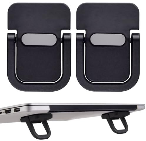 Luxiremi 2PCS Portable Laptop Riser, Anti-slip Foldable Keyboard Riser, Self-Adhesive Mini Laptop Stand Invisible Computer Keyboard Stand for Desk (Black)