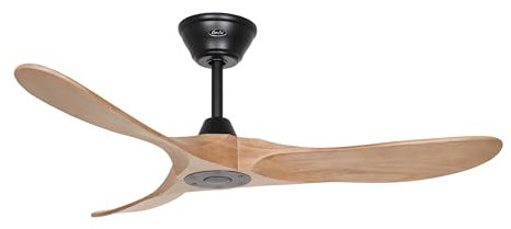 CasaFan Energiespar Deckenventilator mit Fernbedienung Eco Genuino Matt Schwarz/Eiche mittel 122 cm