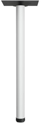LRYELWA 1 x Edelstahl Tischfuß Ø60 mm Tischbein Möbelfüße Höhenverstellbar + 30 mm,Sockelfüße Stützfüsse für Küchen-Arbeitsplatte,Schreibtische,Stehtisch,DIY Möbel,mit Schrauben (75cm,Weiß)