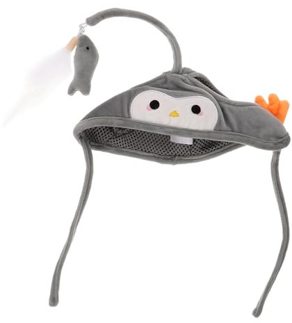TOGEVAL Plüsch-Pinguin-Hut Spielzeug für die Katze neckender Stock interaktiver Katzenhut für Kätzchen im Innenbereich