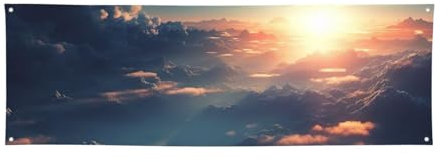 Große Banner, Licht durch Wolken, blanko, Heimdekoration, personalisierte Banner, 300D-Banner mit vier runden Metalllöchern, große Flaggenschilder für Geburtstag, Business, Party-Dekoration