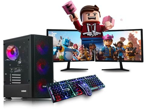 Veno Scorp Gaming PC Dual 22 Monitor Bundle Intel Core i7-3770 Processor RX 550 4GB Graphics Card - 16GB Ram - 512GB SSD - 550W PSU - Windows 10 Pro - WiFi - Titan 4