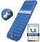 HIKENTURE Isomatte Selbstaufblasend, 13CM Ultradicke Isomatte Camping mit Kissen, Aufblasbare Luftmatratze Kleines Packmaß, Ultraleichte Schlafmatte mit Fußpumpe für Outdoor, Wandern, Zelt - Blau