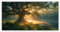 BOHUO Gold, grün Baum des Lebens Leinwand Bilder, Natürlicher Sonnenuntergang Poster Pictures Wandbilder Groß Bild für Wohnzimmer Schlafzimmer Wanddekoration-60x120cm Ungerahmt