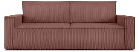 Konsimo Napi Sofa - Schlafsofa - Sofa mit Schlaffunktion - Schlafsofa mit Bettkasten - Couch - Couch mit Schlaffunktion - Sofabett mit abnehmbaren Kissen - Bettsofa - 228 cm - Rose